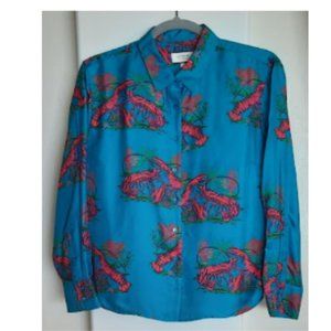 J. Crew silk twill shirt in lobster print